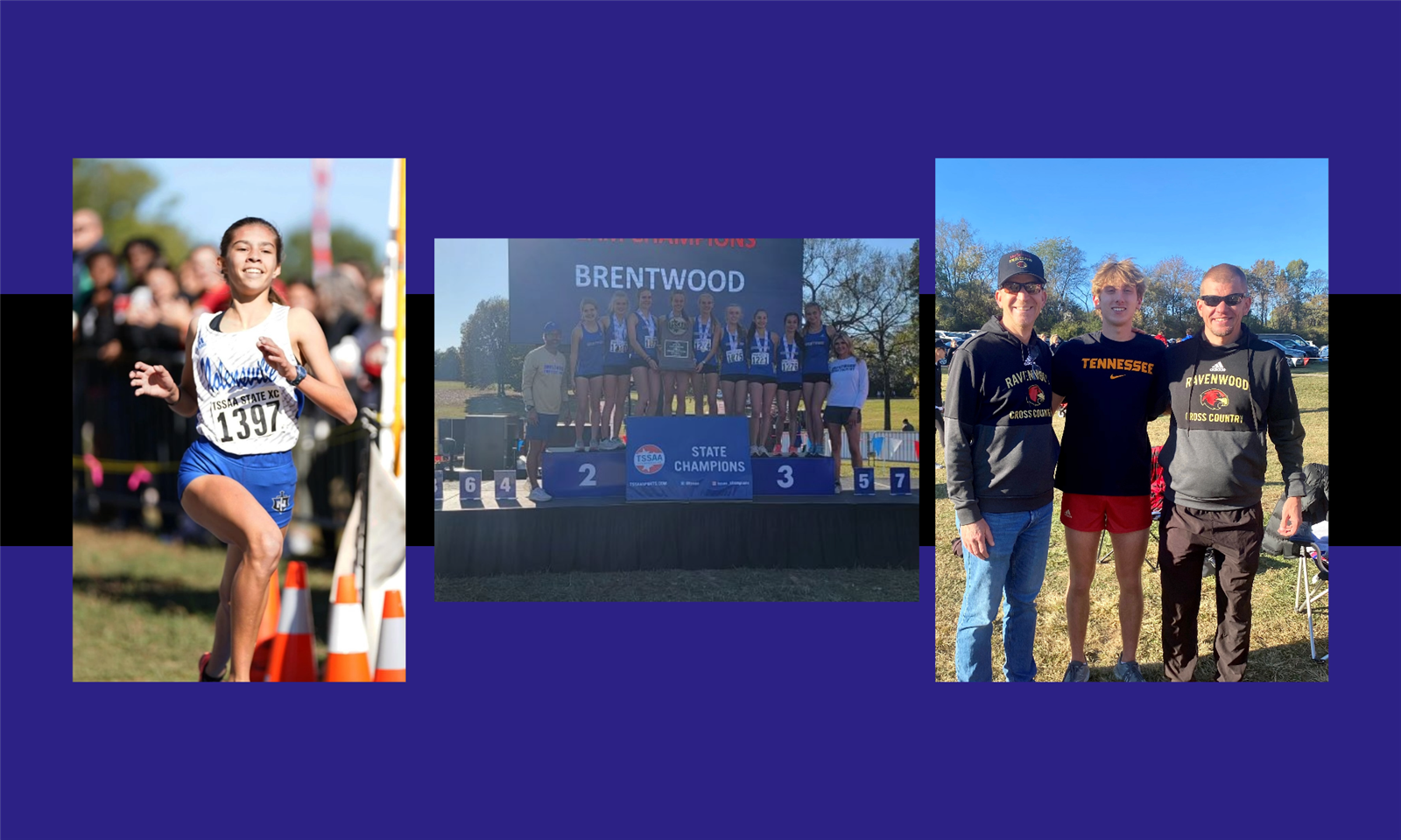 Three photos of cross-country State winners